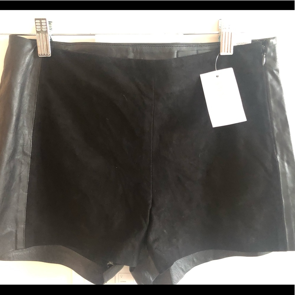 RAG and BONE BLACK SUEDE/LEATHER Shorts